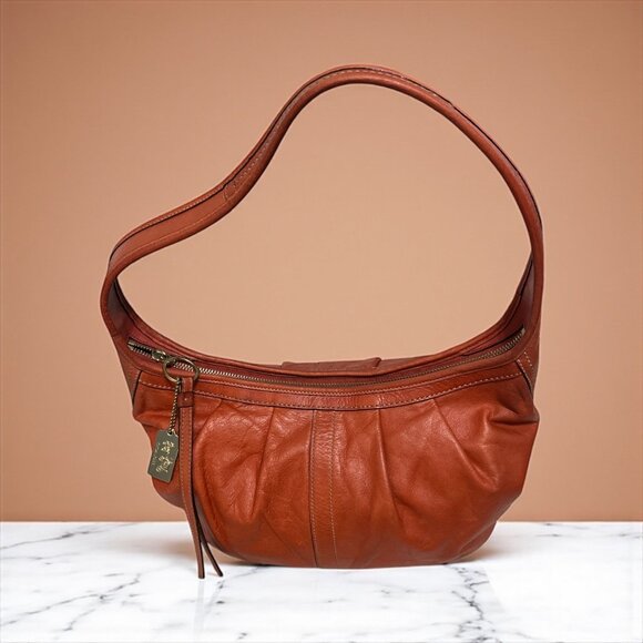 Coach Ergo Pleated Hobo 12235 Vermillion Leather Brass Shoulder Bag Fall Purse - Picture 9 of 9